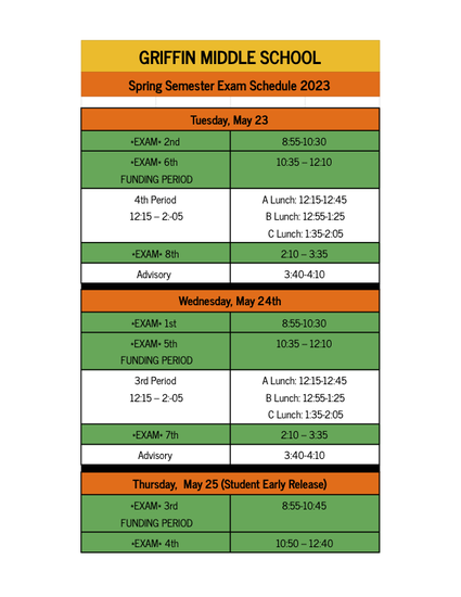  exam schedule